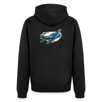 Modellflug - Unisex Premium Bio Zip Hoodie - Schwarz - Hinten - Nico (187cm)