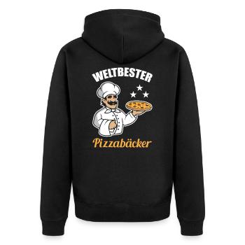 Weltbester Pizzabäcker - Unisex Premium Bio Zip Hoodie - Schwarz - Hinten - Nico (187cm)