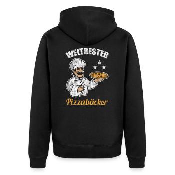 Weltbester Pizzabäcker Geschenkidee - Unisex Premium Bio Zip Hoodie - Schwarz - Hinten - Nico (187cm)