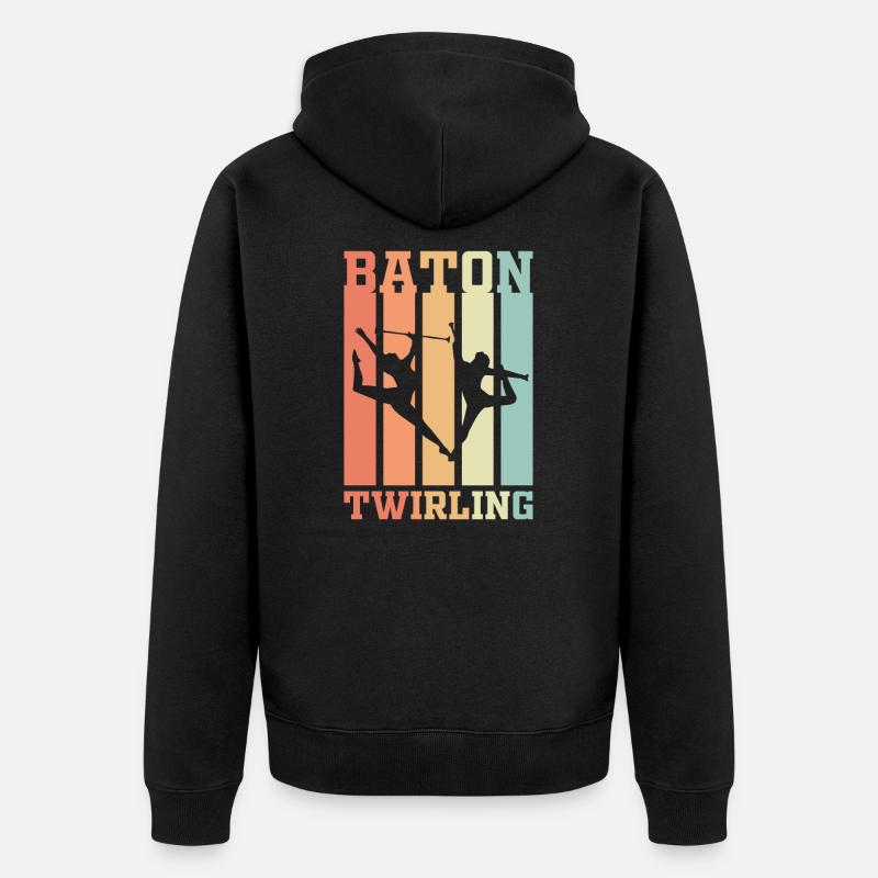 Baton Twirling Retro Gift - Veste à capuche bio Premium Unisexe - noir