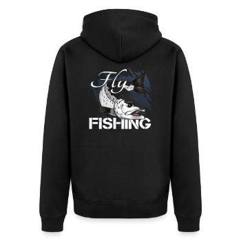 Fly fishing - trout fishing - Unisex Premium Organic Zip Hoodie - black - Back - Nico (187cm)