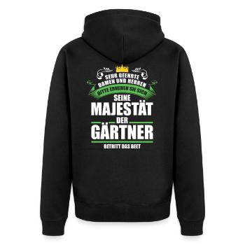 Gartenarbeit Gärtner Sprüche Geschenk - Unisex Premium Bio Zip Hoodie - Schwarz - Hinten - Nico (187cm)