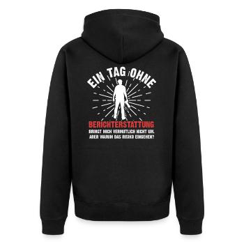 Journalist - Unisex Premium Bio Zip Hoodie - Schwarz - Hinten - Nico (187cm)
