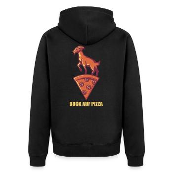 Bock auf Pizza - Unisex Premium Bio Zip Hoodie - Schwarz - Hinten - Nico (187cm)