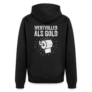 Lustiges Klopapier Geschenk - Unisex Premium Bio Zip Hoodie - Schwarz - Hinten - Nico (187cm)