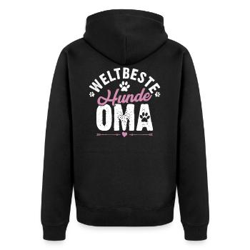Oma Hundehalterin Hund Geschenkidee - Unisex Premium Bio Zip Hoodie - Schwarz - Hinten - Nico (187cm)