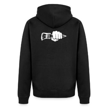Maler - Unisex Premium Bio Zip Hoodie - Schwarz - Hinten - Nico (187cm)