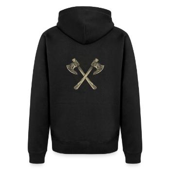 Wikinger - Unisex Premium Bio Zip Hoodie - Schwarz - Hinten - Nico (187cm)