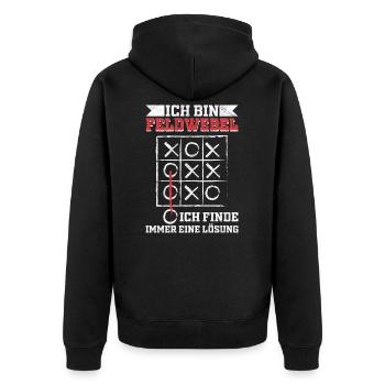 Feldwebel lustige Geschenkidee - Unisex Premium Bio Zip Hoodie - Schwarz - Hinten - Nico (187cm)