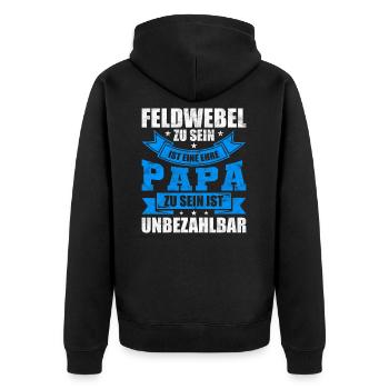 Feldwebel Papa Vater Vatertag Geschenk - Unisex Premium Bio Zip Hoodie - Schwarz - Hinten - Nico (187cm)