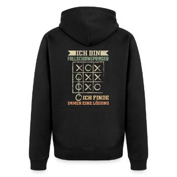 Fallschirmspringer Fallschirmjäger Geschenk - Unisex Premium Bio Zip Hoodie - Schwarz - Hinten - Nico (187cm)