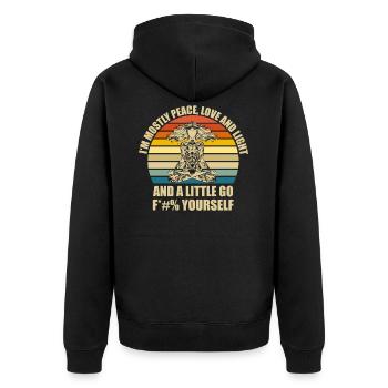 Yoga Retro lustige Geschenkidee - Unisex Premium Bio Zip Hoodie - Schwarz - Hinten - Nico (187cm)