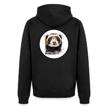 Frettchen - Unisex Premium Bio Zip Hoodie - Schwarz - Hinten - Nico (187cm)