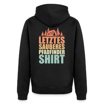 Pfadfinder Retro Geschenk - Unisex Premium Bio Zip Hoodie - Schwarz - Hinten - Nico (187cm)