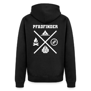 Pfadfinder & Abenteurer Geschenk - Unisex Premium Bio Zip Hoodie - Schwarz - Hinten - Nico (187cm)