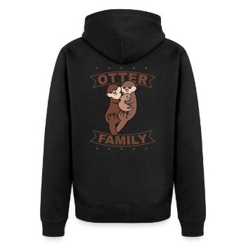 Otter Family, Kinder. Geschenk, Geschenkidee - Unisex Premium Bio Zip Hoodie - Schwarz - Hinten - Nico (187cm)