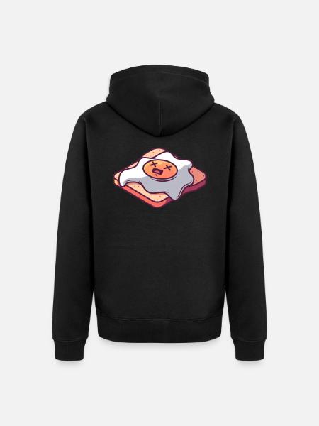 Dead fried egg on toast - Unisex Premium Organic Zip Hoodie - black