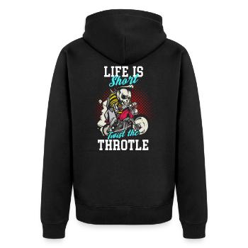motorcycle - Unisex Premium Organic Zip Hoodie - black - Back - Nico (187cm)