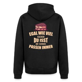 Egal wie viel du isst, geschenk kuchen backen - Unisex Premium Bio Zip Hoodie - Schwarz - Hinten - Nico (187cm)