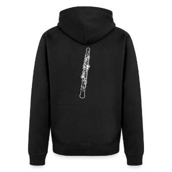 Oboe - Unisex Premium Bio Zip Hoodie - Schwarz - Hinten - Nico (187cm)