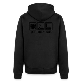 Programmierer - Unisex Premium Bio Zip Hoodie - Schwarz - Hinten - Nico (187cm)