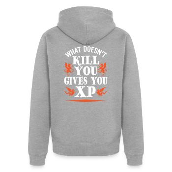 RPG Strategy Paper & Pen saying - Gaming Shirt - Unisex Premium Organic Zip Hoodie - heather grey - Back - Nico (187cm)