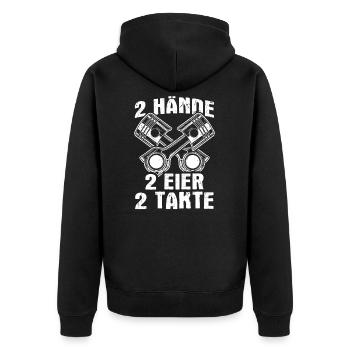 2 Hände Eier Takte Mopedfahrer Moped Roller Biker - Unisex Premium Bio Zip Hoodie - Schwarz - Hinten - Nico (187cm)
