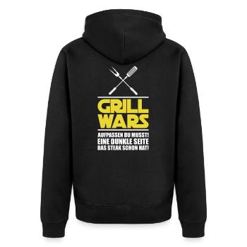 Lustiges Grillen Grill Mann Männer Geschenk - Unisex Premium Bio Zip Hoodie - Schwarz - Hinten - Nico (187cm)
