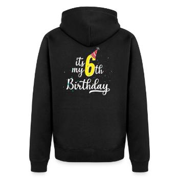 6 cadeau d'anniversaire de six ans - Veste à capuche bio Premium Unisexe - noir - Dos - Nico (187cm)