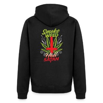 Smoke Weed Hail Satan Marijuana Cannabis Smoking - Unisex Premium Organic Zip Hoodie - black - Back - Nico (187cm)