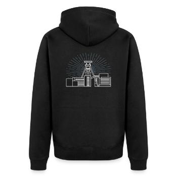 Mining - Unisex Premium Organic Zip Hoodie - black - Back - Nico (187cm)