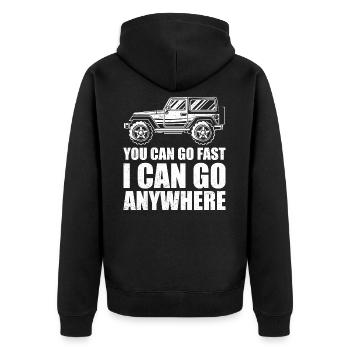 I Can Go Anywhere, véhicule tout-terrain 4x4 - Veste à capuche bio Premium Unisexe - noir - Dos - Nico (187cm)