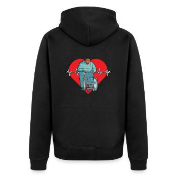 Altenpfleger - Unisex Premium Bio Zip Hoodie - Schwarz - Hinten - Nico (187cm)