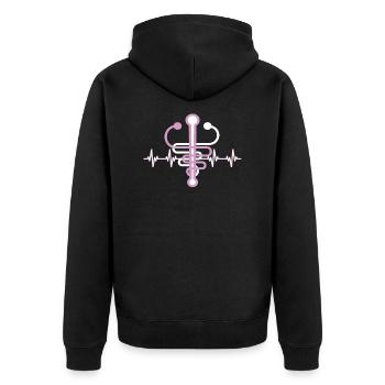 Altenpfleger - Unisex Premium Bio Zip Hoodie - Schwarz - Hinten - Nico (187cm)