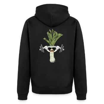 leek - Unisex Premium Organic Zip Hoodie - black - Back - Nico (187cm)