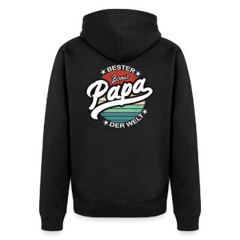 Best Bonus Dad in the World - Retro - Unisex Premium Organic Zip Hoodie - black - Back - Nico (187cm)