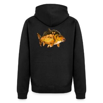 Carp polygon - Unisex Premium Organic Zip Hoodie - black - Back - Nico (187cm)