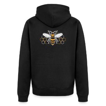 Imker - Unisex Premium Bio Zip Hoodie - Schwarz - Hinten - Nico (187cm)