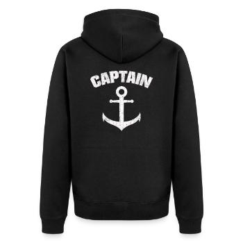 KAPITÄN ANKER ANKER KAPITÄN SEEMANN BOOT ANWESEND - Unisex Premium Bio Zip Hoodie - Schwarz - Hinten - Nico (187cm)