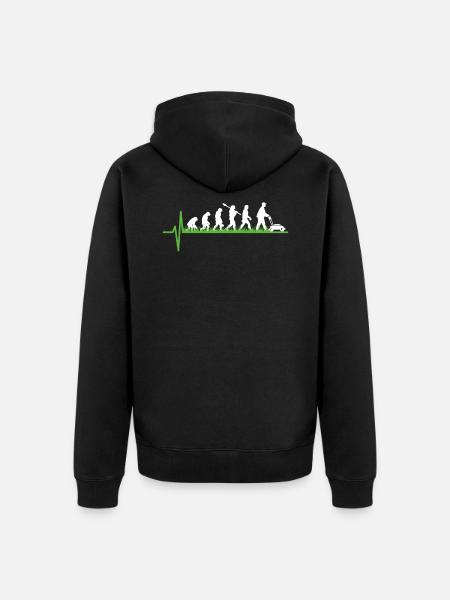 Lawn Mower Gardener Evolution Gift - Unisex Premium Organic Zip Hoodie - black