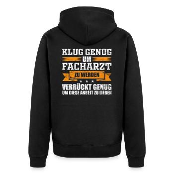 Facharzt Fachärztin Arzt Allgemeinmediziner - Unisex Premium Bio Zip Hoodie - Schwarz - Hinten - Nico (187cm)