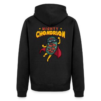 Mighty Chondrion - Unisex Premium Bio Zip Hoodie - Schwarz - Hinten - Nico (187cm)