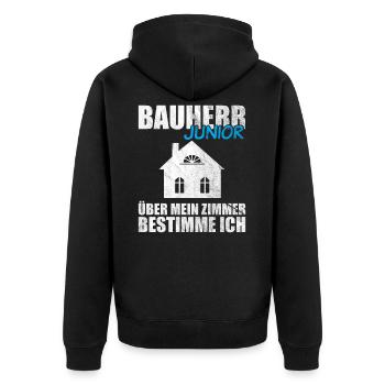 Lustiges Bauherr Junior Geschenk - Unisex Premium Bio Zip Hoodie - Schwarz - Hinten - Nico (187cm)