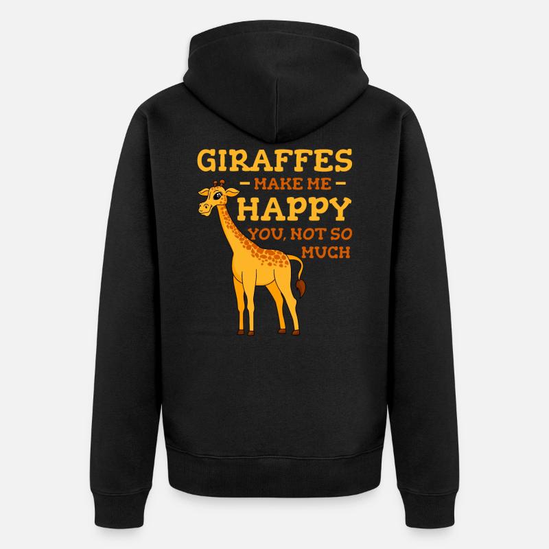 Giraffes Make Me Happy - Unisex Premium Bio Zip Hoodie - Schwarz