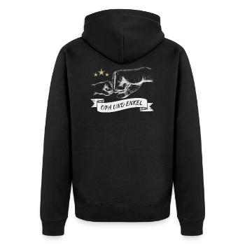 Opa und Enkel Geschenk - Unisex Premium Bio Zip Hoodie - Schwarz - Hinten - Nico (187cm)