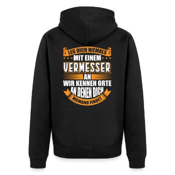 vermesser vermesserinWitziges Vermesser Geschenk - Unisex Premium Bio Zip Hoodie - Schwarz - Hinten - Nico (187cm)