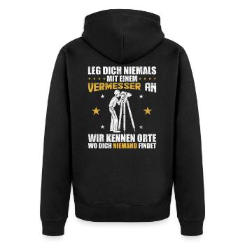 Witzige Vermesser Geschenkidee - Unisex Premium Bio Zip Hoodie - Schwarz - Hinten - Nico (187cm)