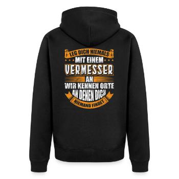 Vermesser Vermessungsingenieur Geschenk - Unisex Premium Bio Zip Hoodie - Schwarz - Hinten - Nico (187cm)