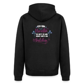Floristin Nett Sonst Veilchen Florist Gärtnerin - Unisex Premium Bio Zip Hoodie - Schwarz - Hinten - Nico (187cm)