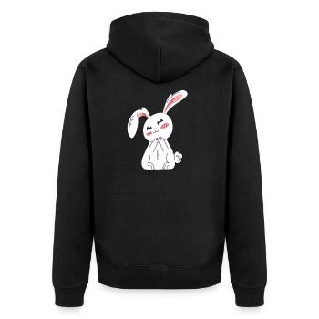 hare - Unisex Premium Organic Zip Hoodie - black - Back - Nico (187cm)